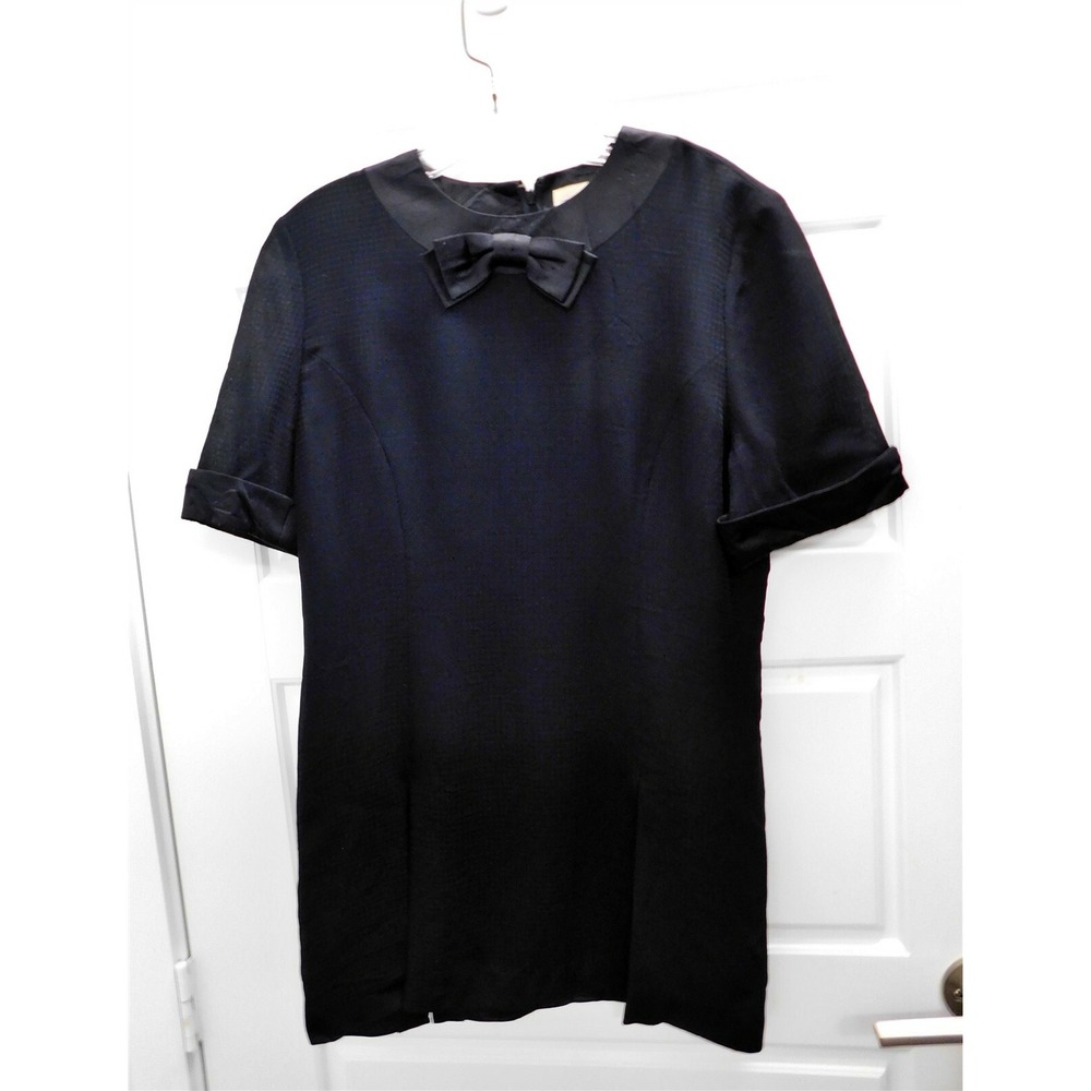 Givenchy Vintage Hi Formal‎ Black Knit with Satin Bow Blouse sz 12
